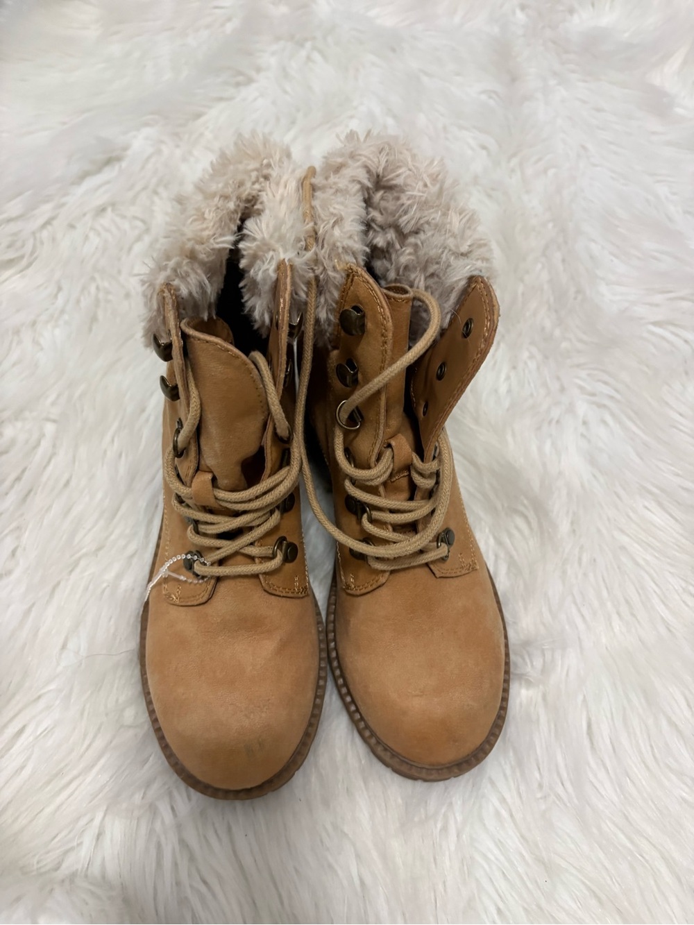 Cliff Shearling Lined  Natural Suede Tan Lace Up Boots